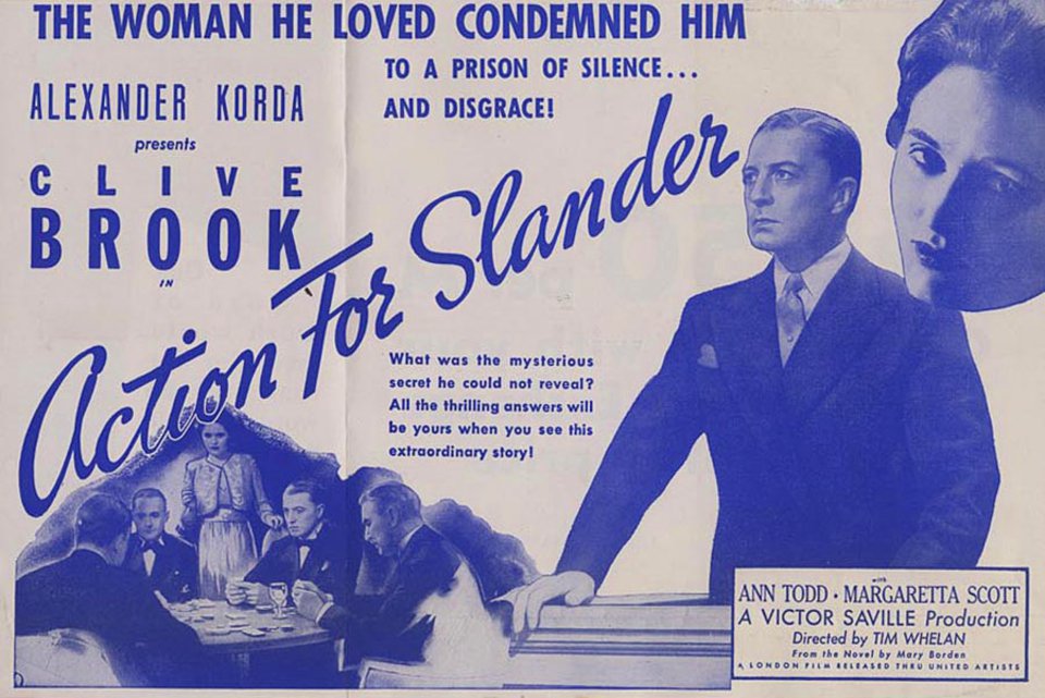 Action for Slander Original 1938 U.S. Movie Herald