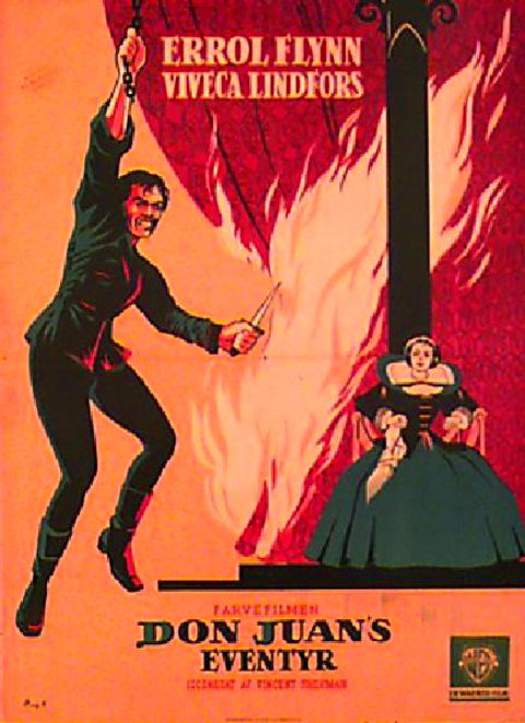 Adventures of Don Juan Original 1949 Danish A1 Movie Poster