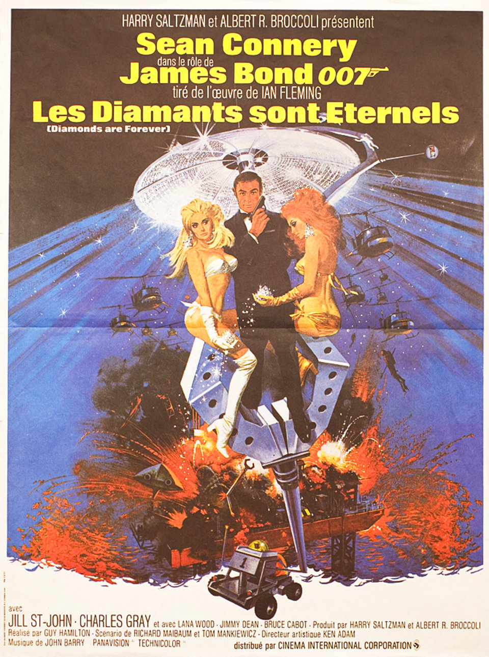 Diamonds Are Forever Original 1971 French Grande Movie Poster