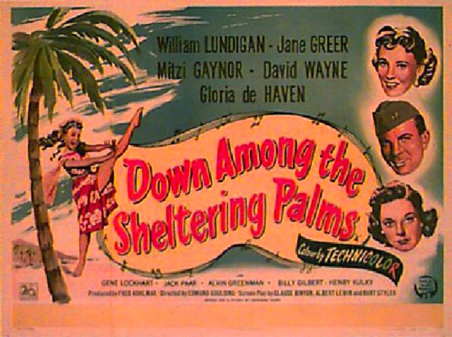 Down Among the Sheltering Palms Original 1953 British Quad Movie Poster