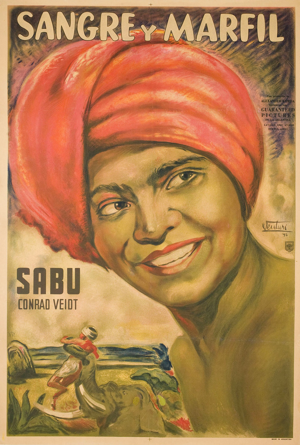 Elephant Boy Original 1946 Argentine Movie Poster