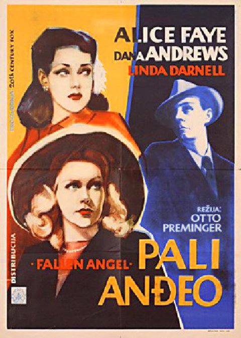 Fallen Angel Original 1945 Yugoslav B2 Movie Poster