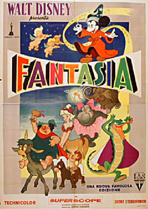 Fantasia Original 1950s Italian Quattro Foglio Movie Poster