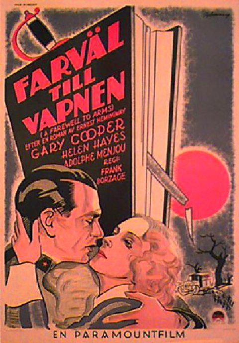 A Farewell to Arms Original 1932 Swedish B1 Movie Poster