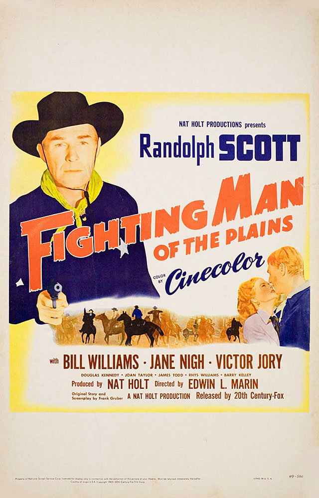 Fighting Man of the Plains Original 1949 U.S. Window Card Movie Poster