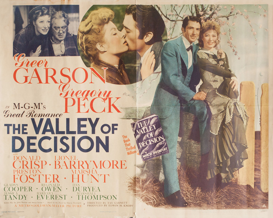 The Valley of Decision Original 1945 U.S. Half Sheet Movie Poster