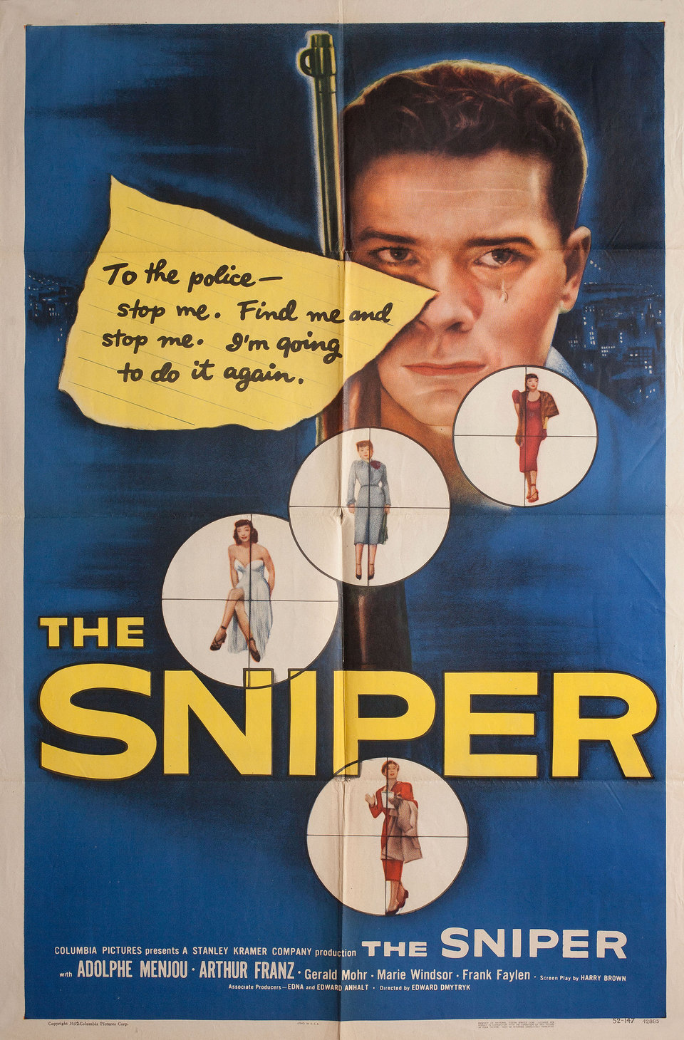 The Sniper Original 1955 U.S. One Sheet Movie Poster