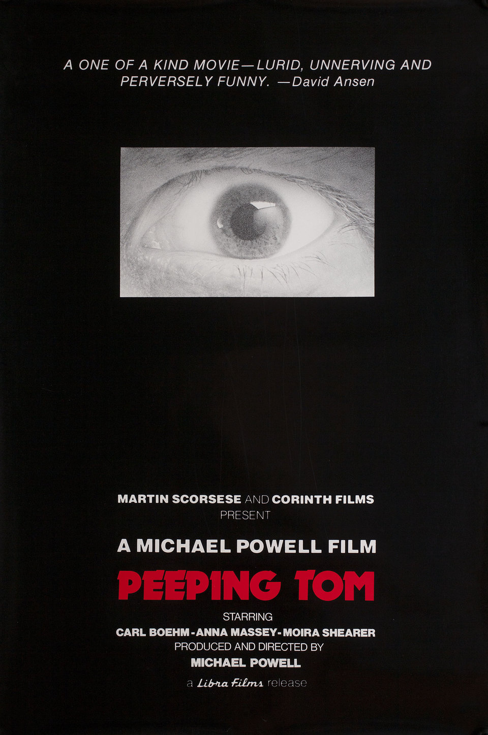 Peeping Tom Original R1990s U.S. Movie Poster