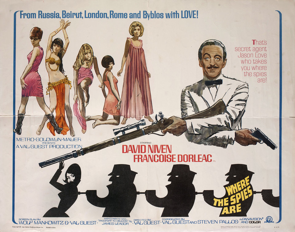 Where the Spies Are Original 1966 U.S. Half Sheet Movie Poster