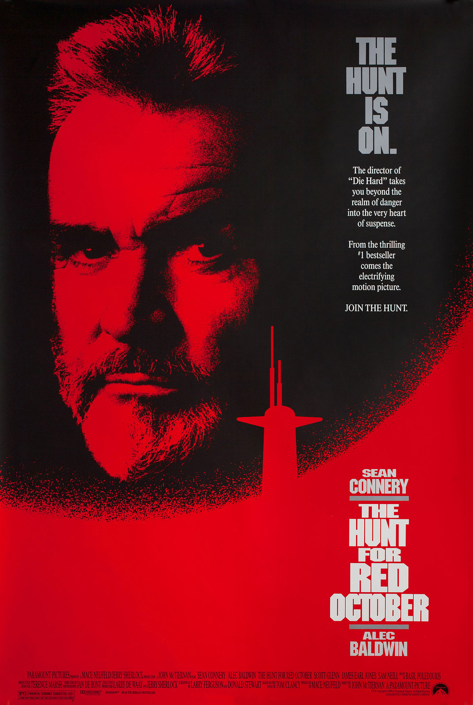 The Hunt for Red October Original 1989 U.S. One Sheet Movie Poster