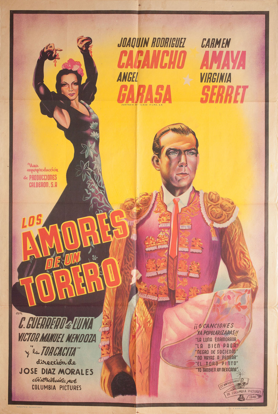 The Loves of a Bullfighter Original 1946 Argentine Movie Poster