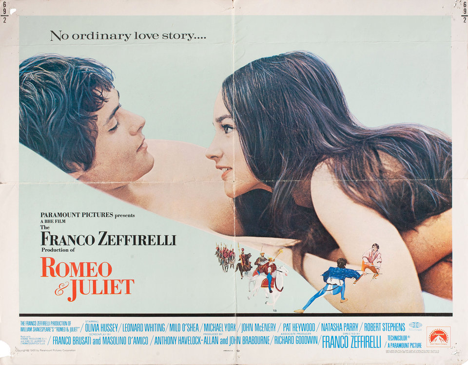 Romeo and Juliet Original 1968 U.S. Half Sheet Movie Poster