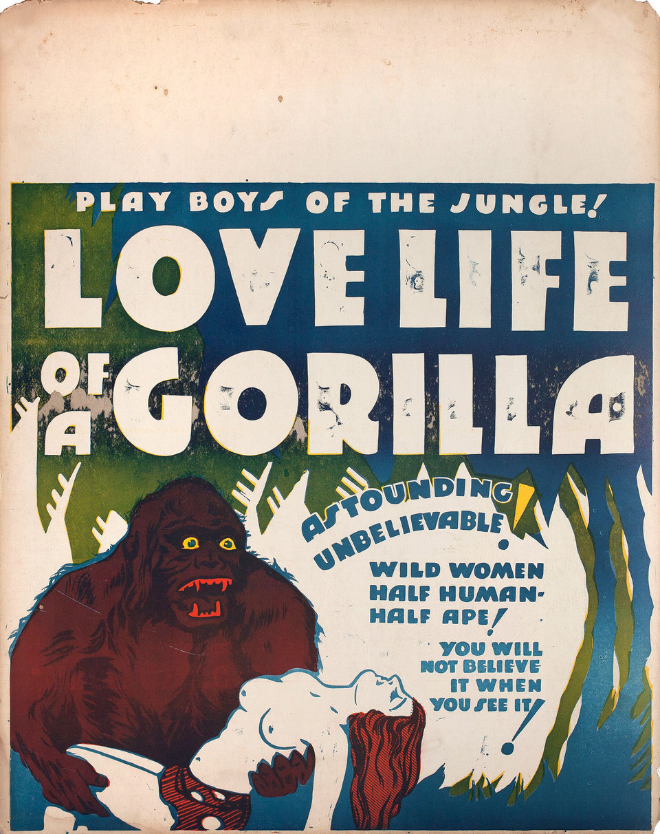 Love Life of a Gorilla Original 1937 U.S. Jumbo Window Card