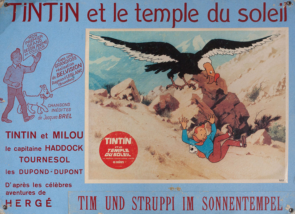 Tintin and the Temple of the Sun Original 1970 Swiss Scene Card