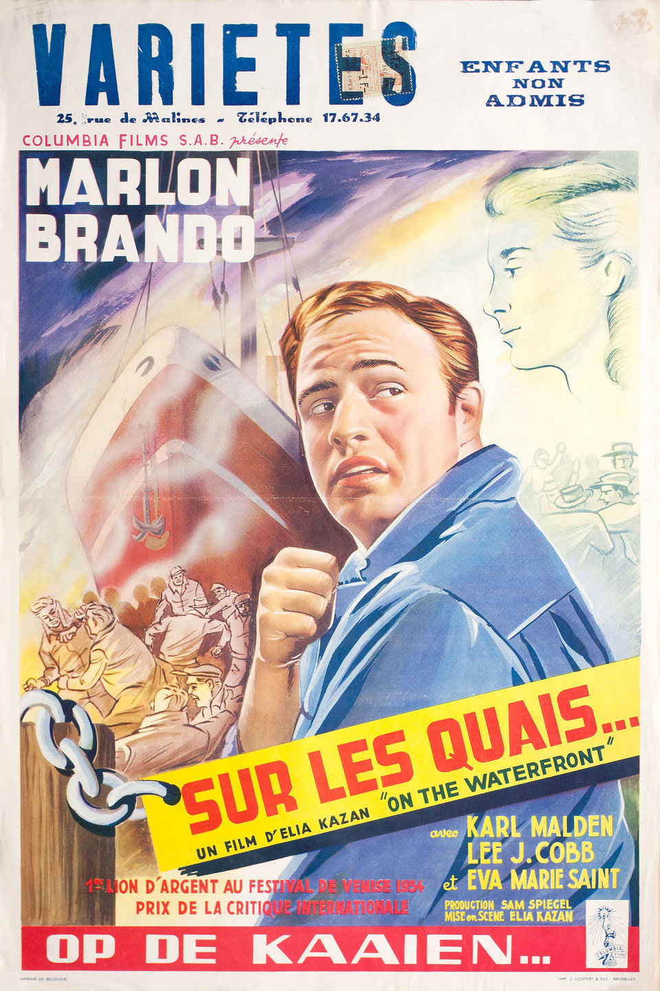 On the Waterfront Original 1954 Belgian Movie Poster