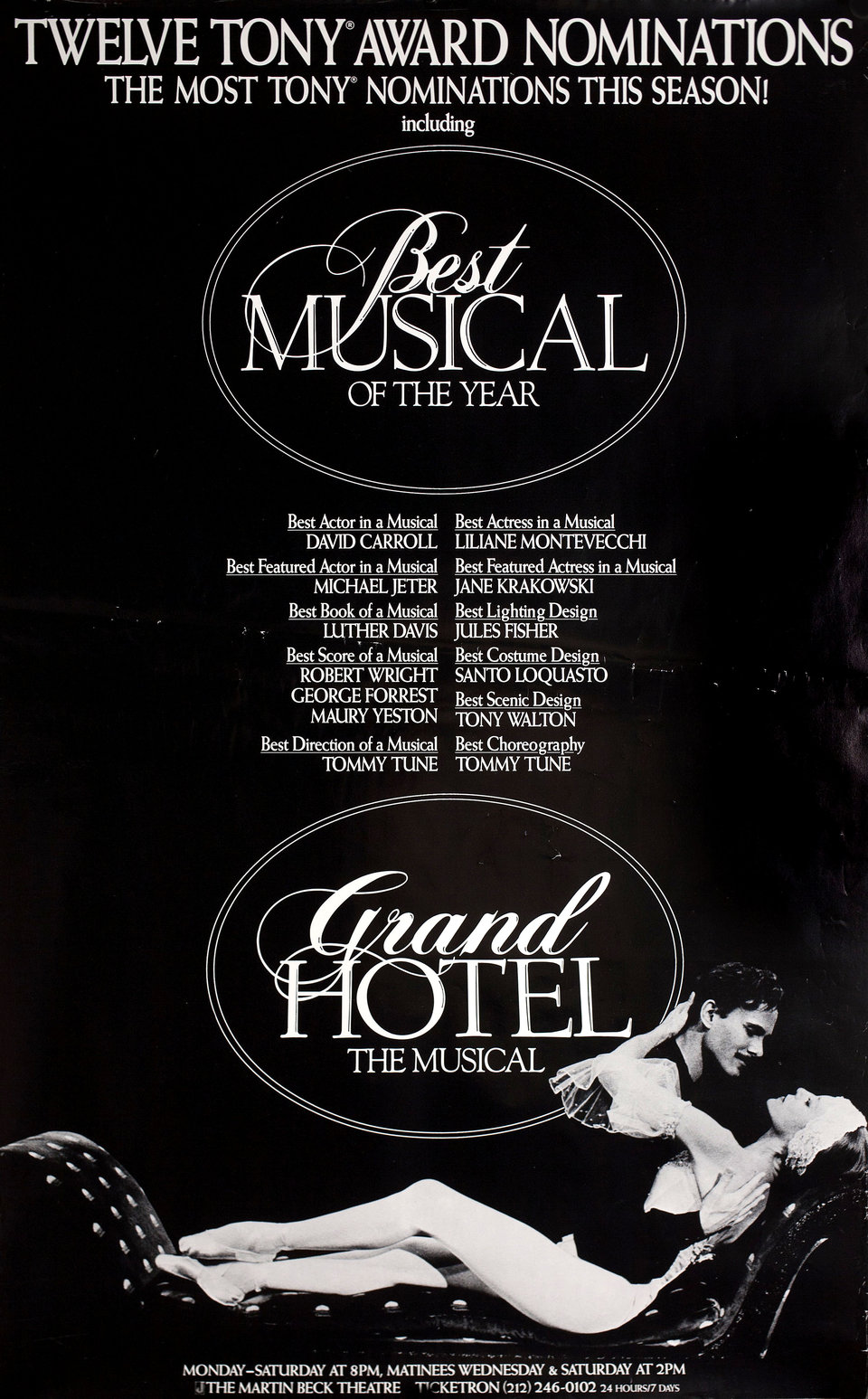 Grand Hotel the Musical 1989 U.S. Half Subway Poster