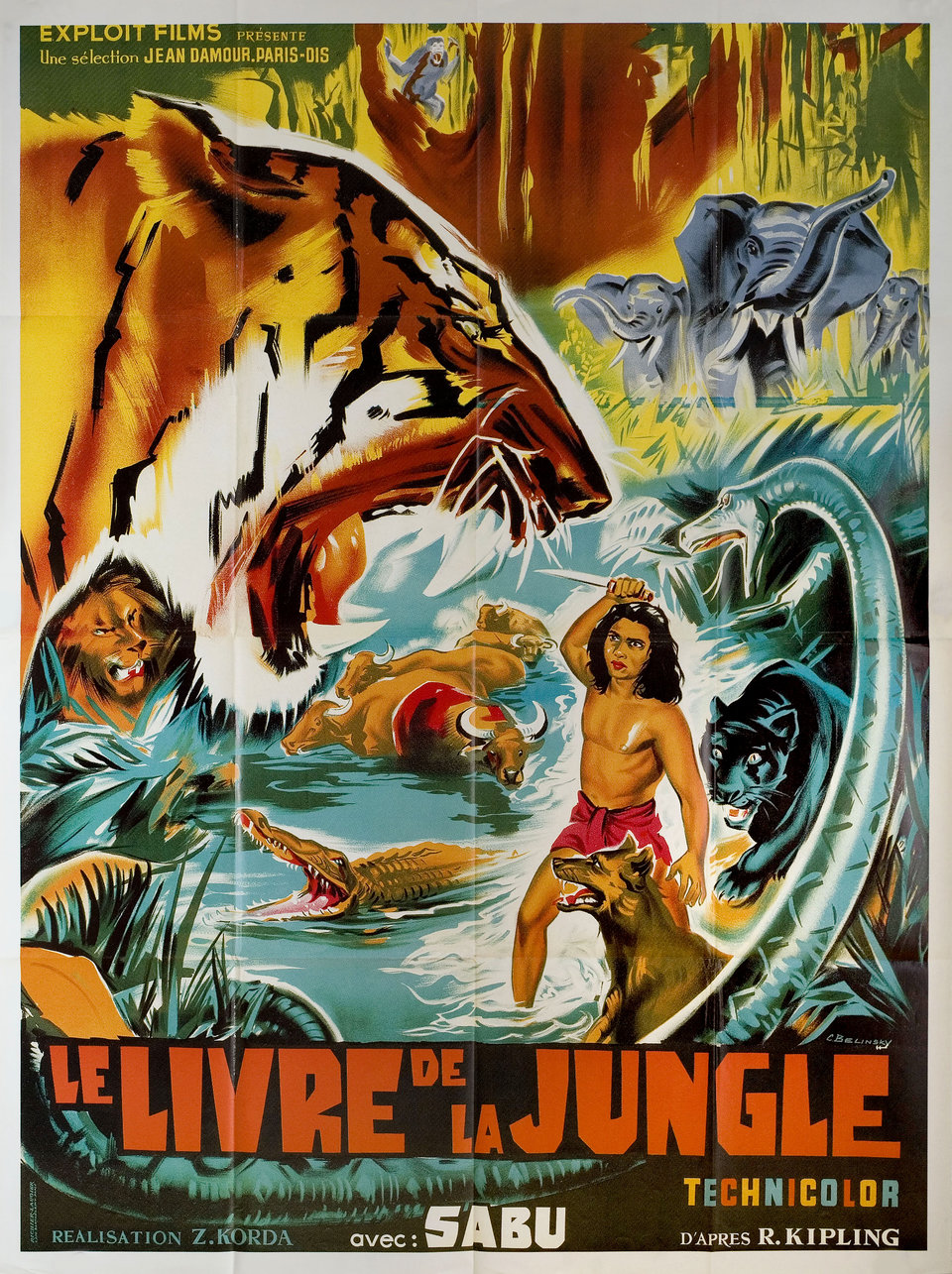 Jungle Book Original R1990s French Grande Movie Poster