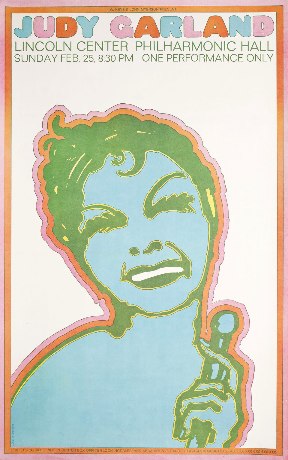Judy Garland: Lincoln Center, Philharmonic Hall 1968 U.S. Poster