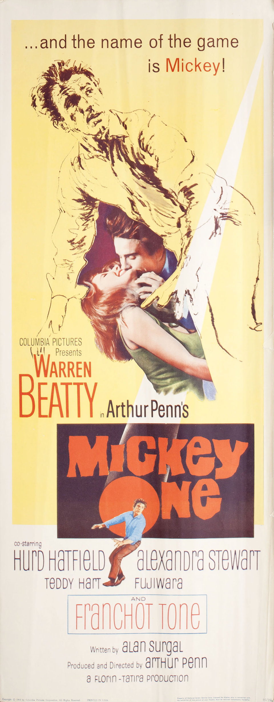 Mickey One Original 1965 U.S. Insert Movie Poster
