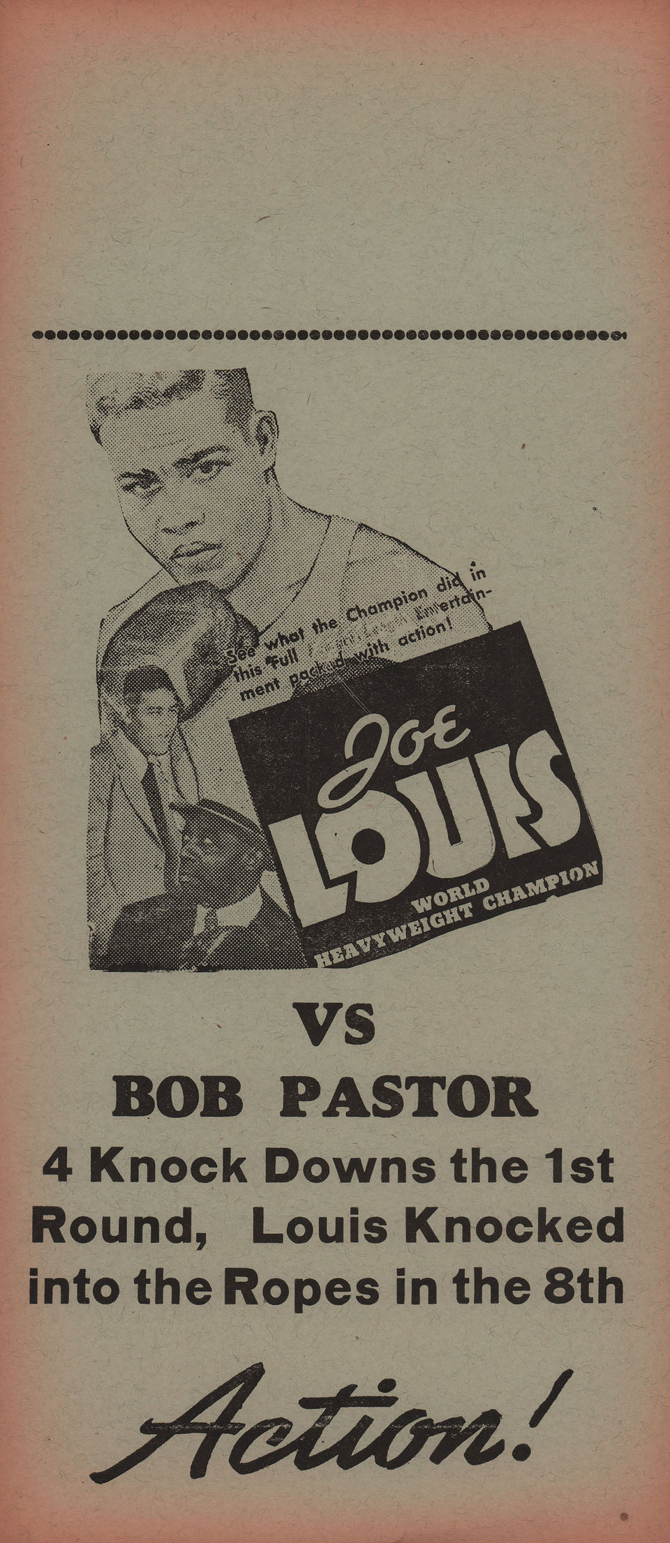 Joe Louis vs. Bob Pastor Original 1930s U.S. Herald