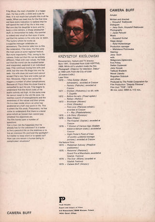 Camera Buff Original 1979 Polish Movie Program Alternate Image