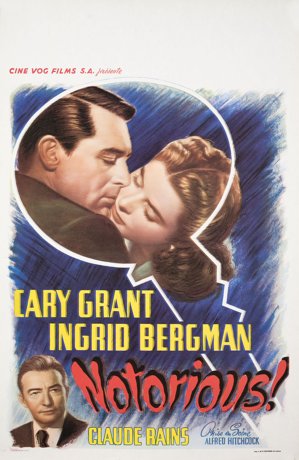 Notorious Original R1962 Belgian Movie Poster