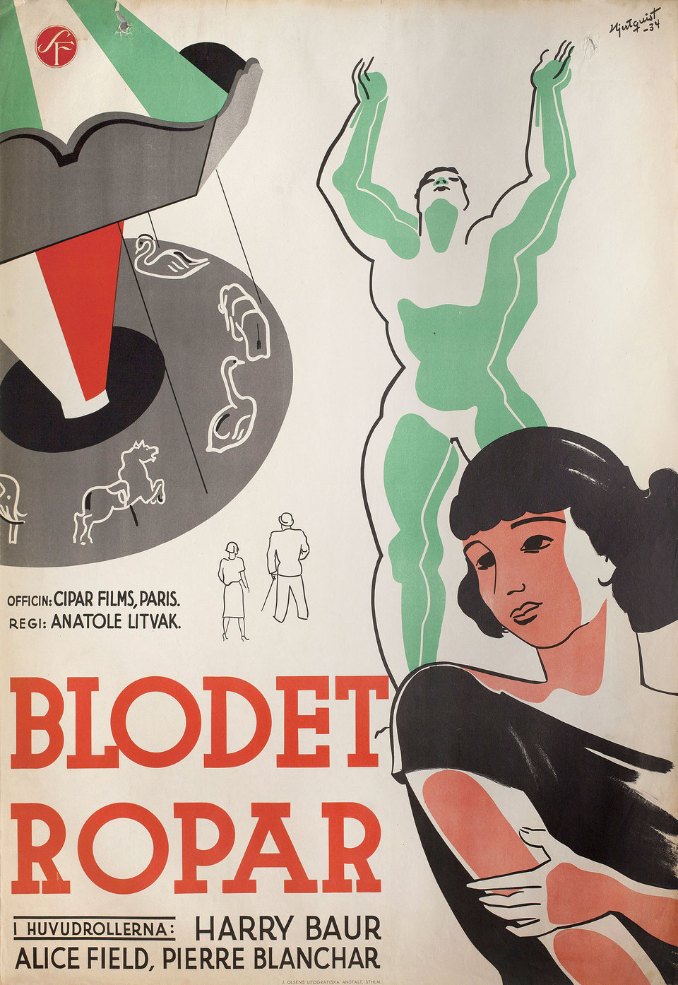 Cette vieille canaille Original 1934 Swedish B1 Movie Poster