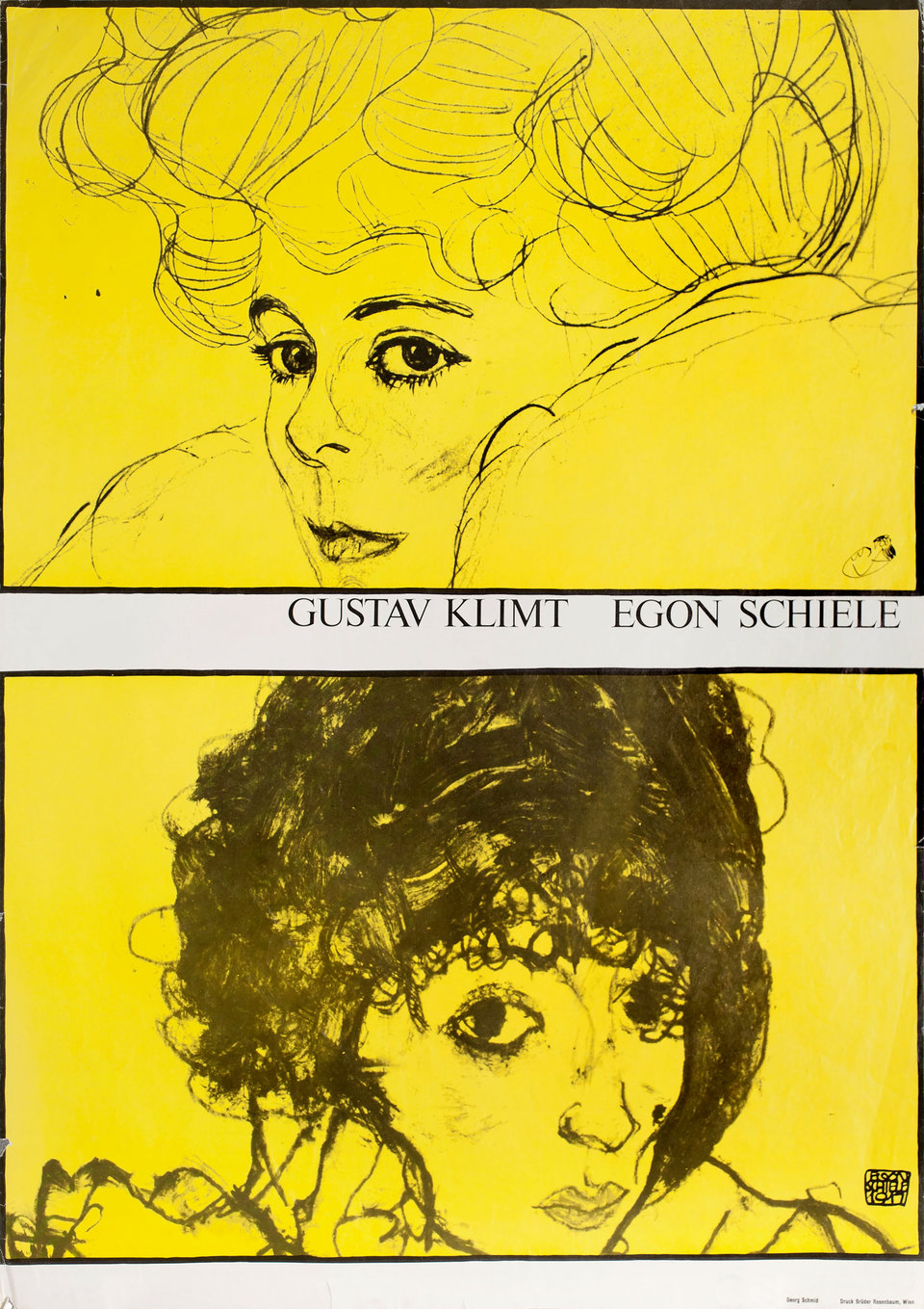 Gustav Klimt Egon Schiele Original 1980s German A1 Poster