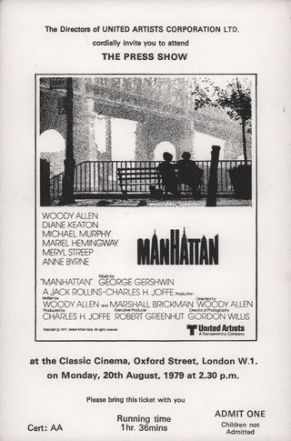 Manhattan Original 1979 British Movie Program Alternate Image