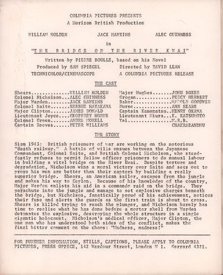 The Bridge on the River Kwai Original 1957 British Portrait Photo Alternate Image