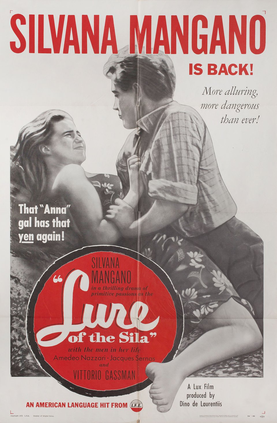 Lure of the Sila Original 1954 U.S. One Sheet Movie Poster