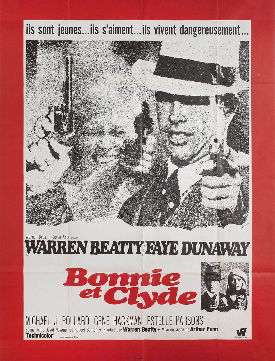 Bonnie and Clyde Original 1967 French Grande Movie Poster