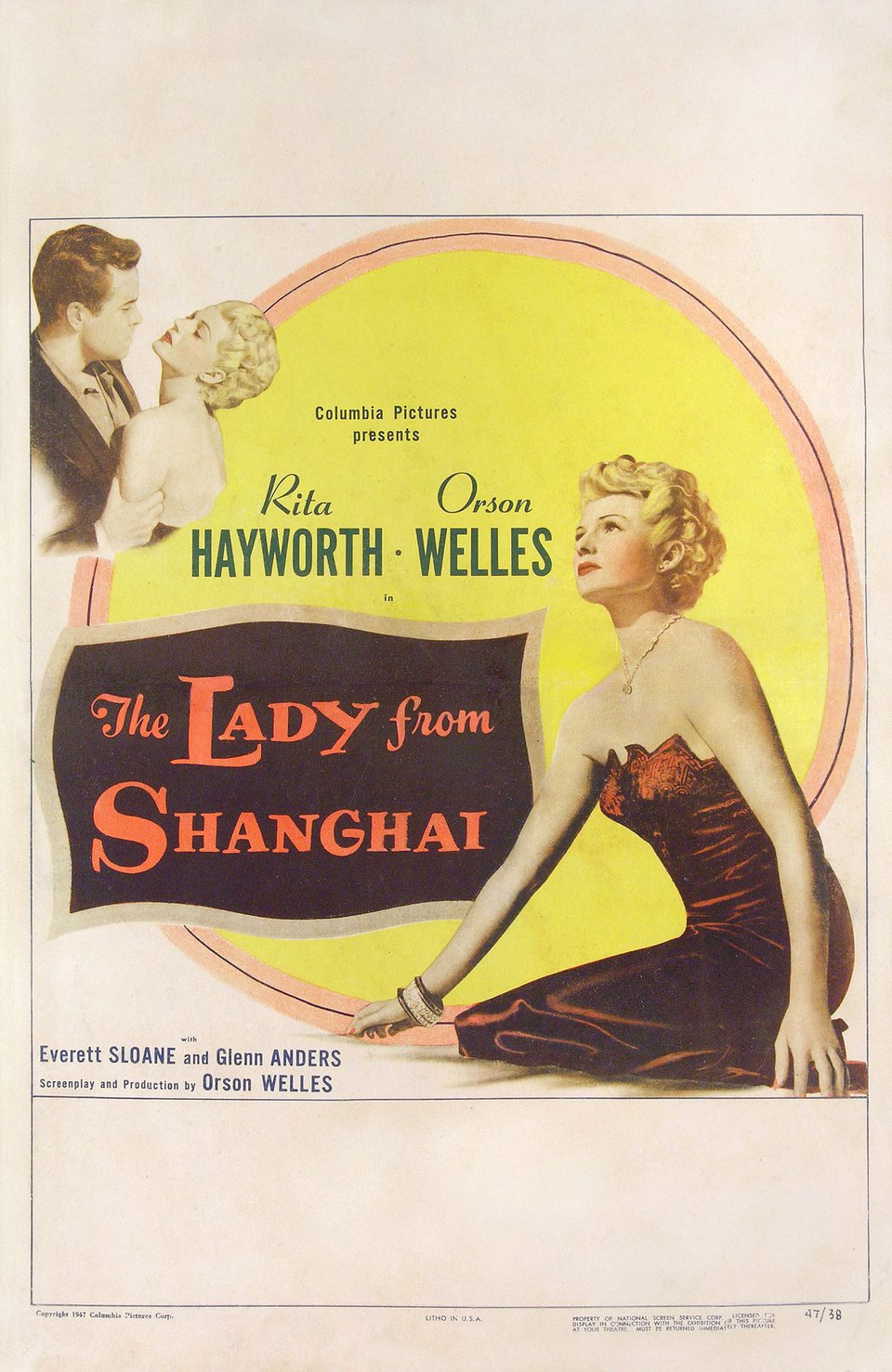 The Lady from Shanghai Original 1948 U.S. Window Card Movie Poster