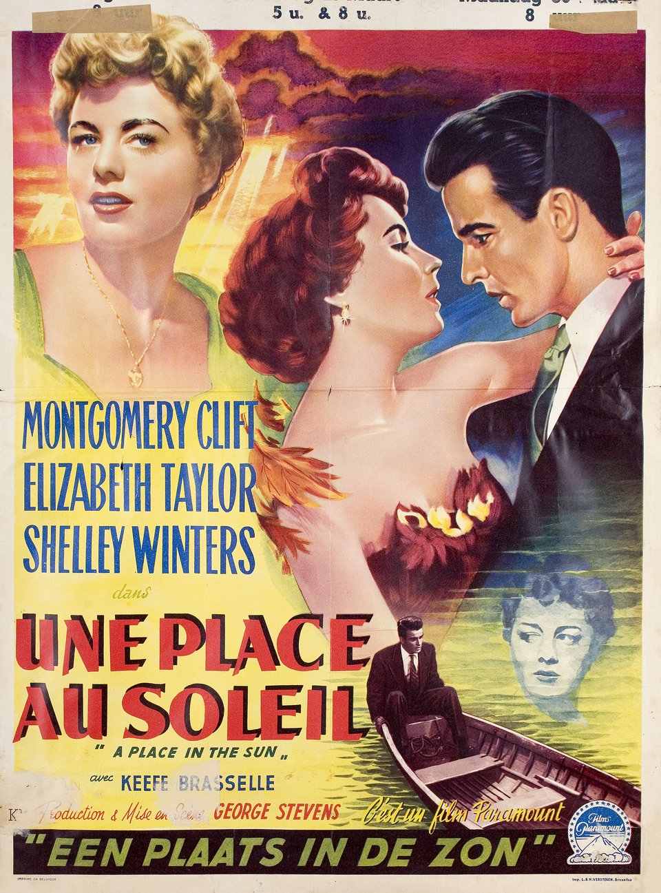 A Place in the Sun Original 1951 Belgian Movie Poster
