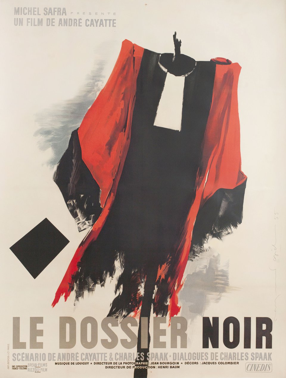 Black Dossier Original 1955 French Grande Movie Poster