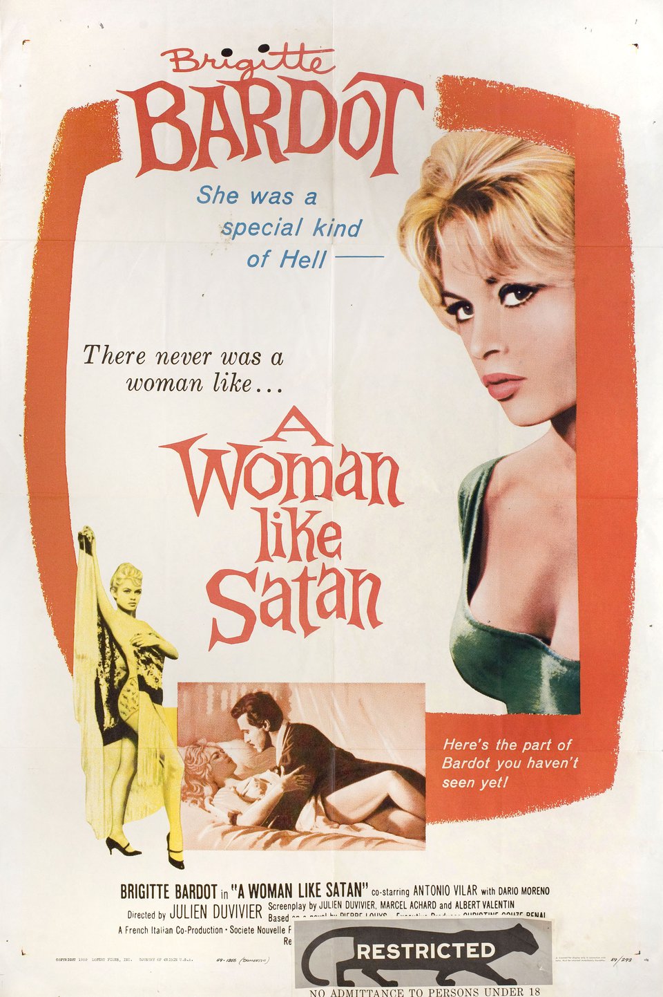 A Woman like Satan Original 1959 U.S. One Sheet Movie Poster
