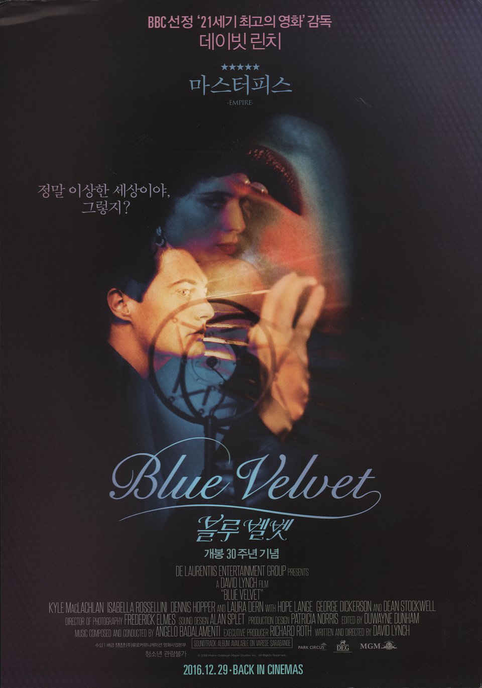 Blue Velvet Movie Poster 24x36 - David Lynch - Twin Peaks Director - Reproduction