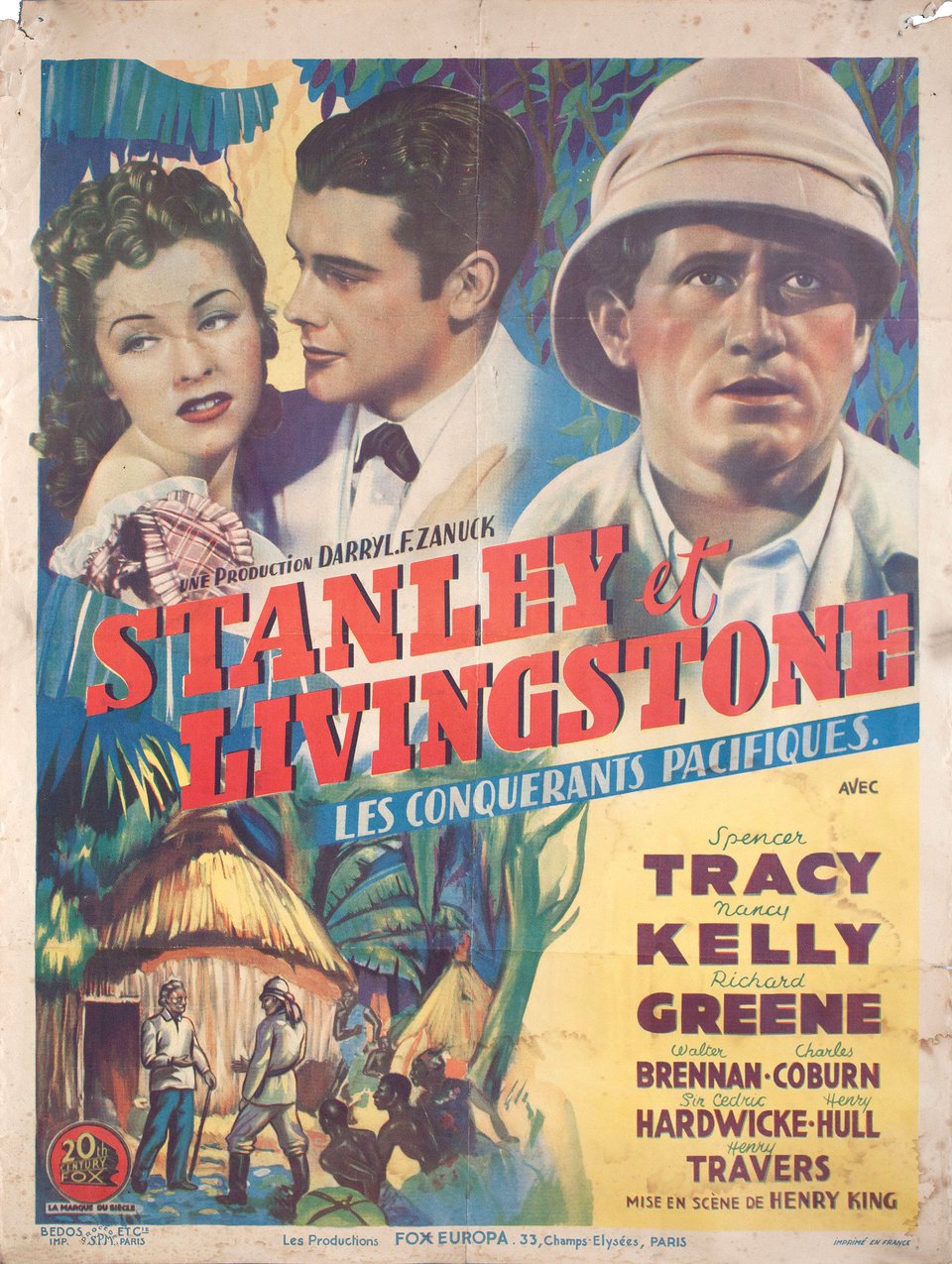 Stanley and Livingstone Original 1940s French Moyenne Movie Poster