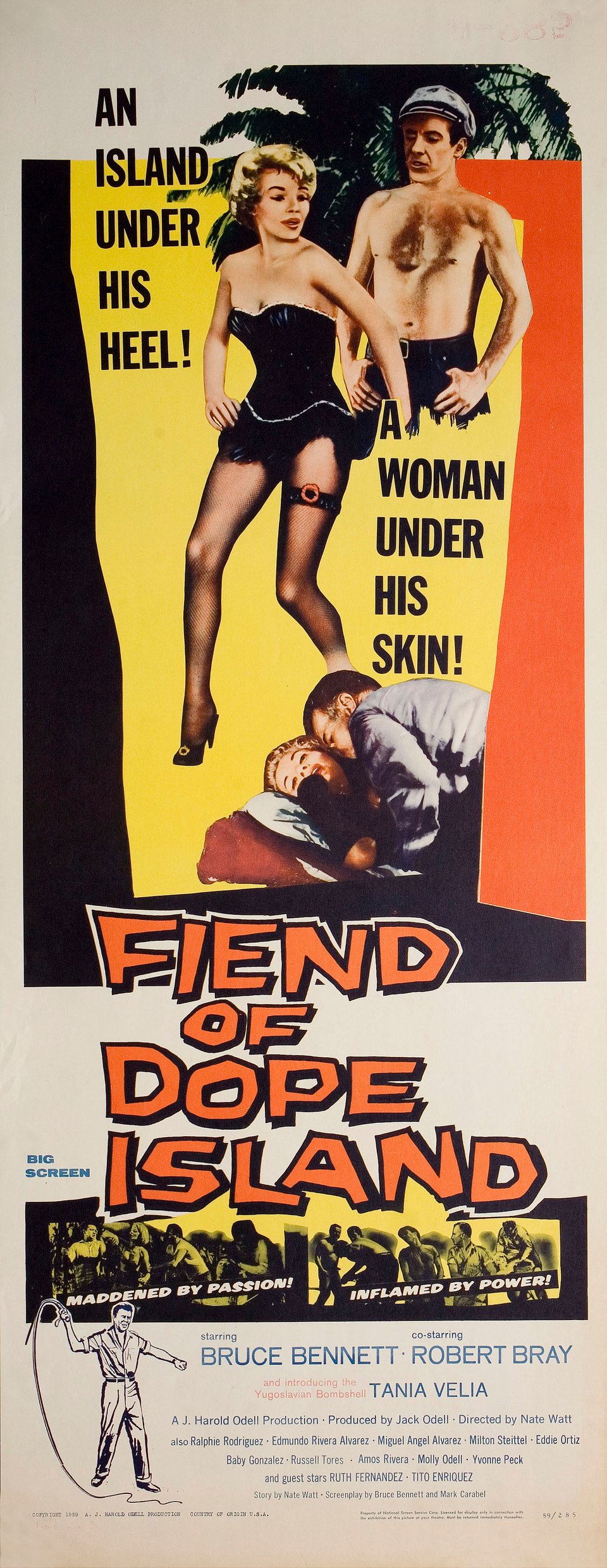 The Fiend of Dope Island Original 1961 U.S. Insert Movie Poster