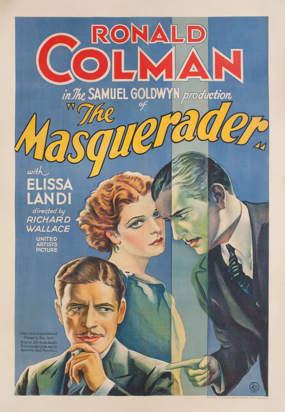 The Masquerader Original 1933 U.S. One Sheet Movie Poster