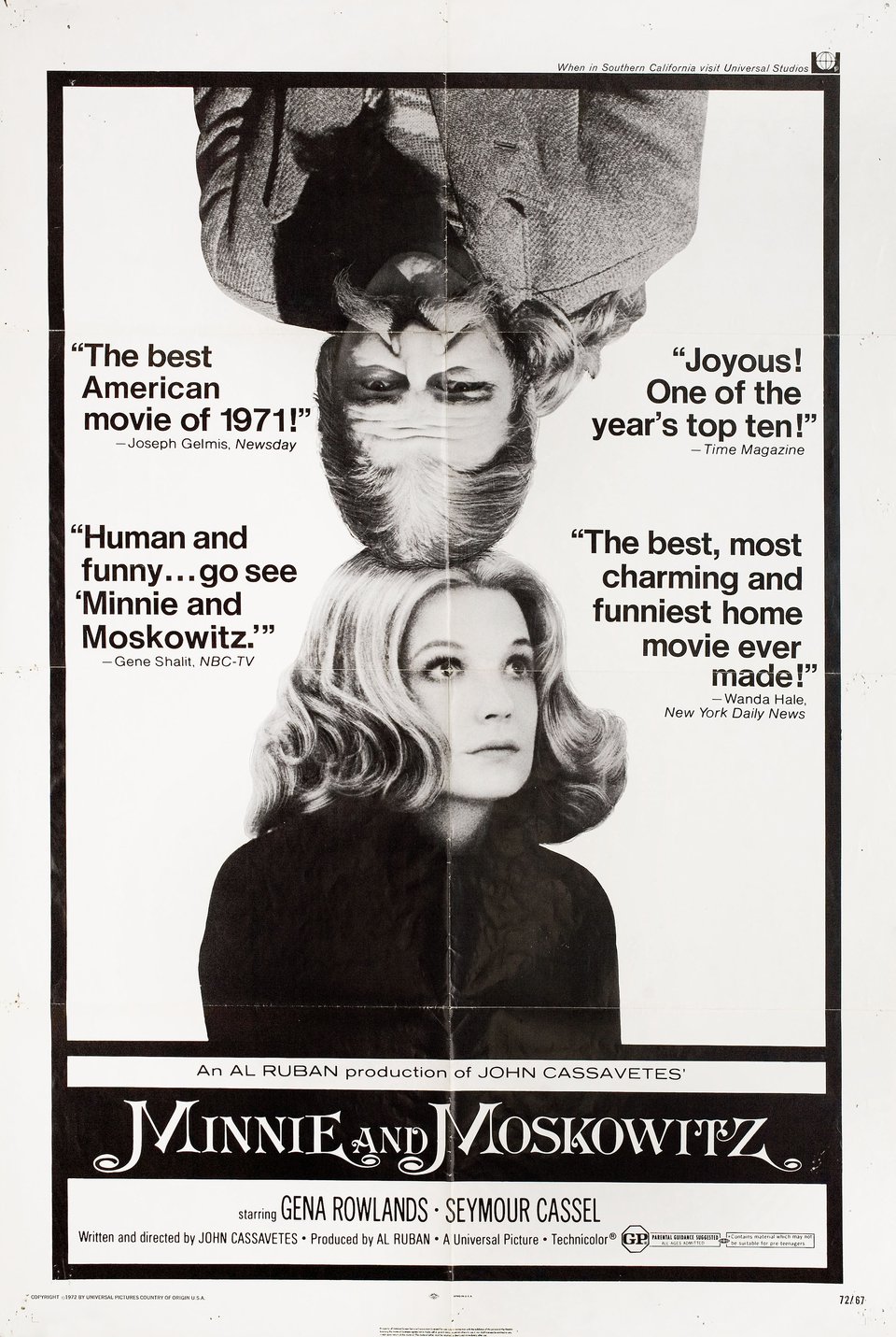 Minnie and Moskowitz Original 1971 U.S. One Sheet Movie Poster