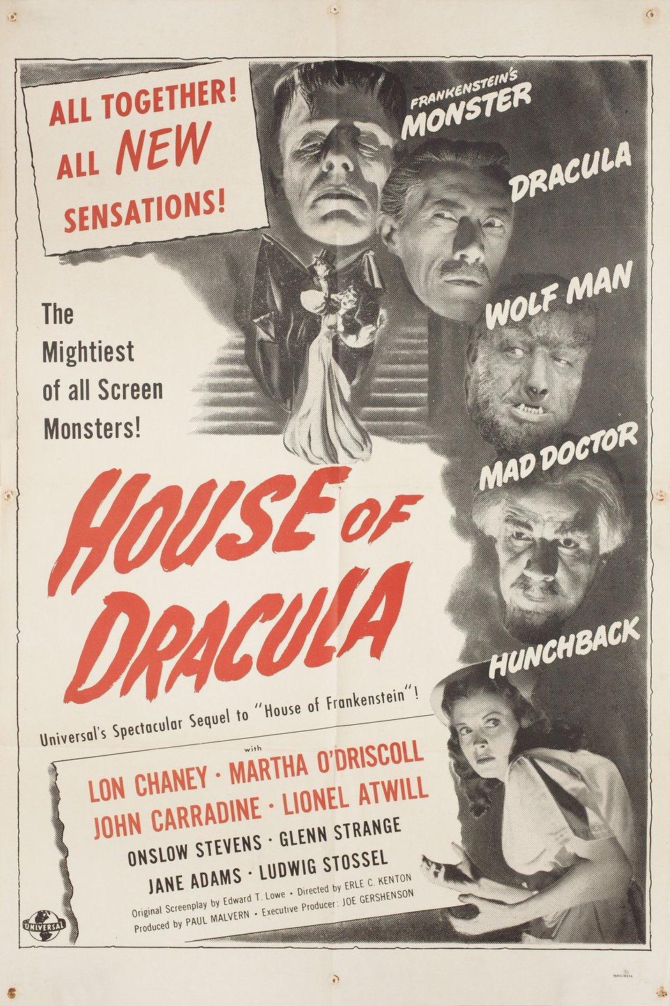 House of Dracula Original R1950s U.S. One Sheet Movie Poster