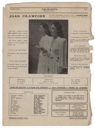Mildred Pierce Original 1945 Brazilian Movie Pressbook Alternate Image