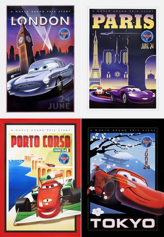 Cars 2 Original 2011 U.S. Movie Poster Set of 4 Alternate Image