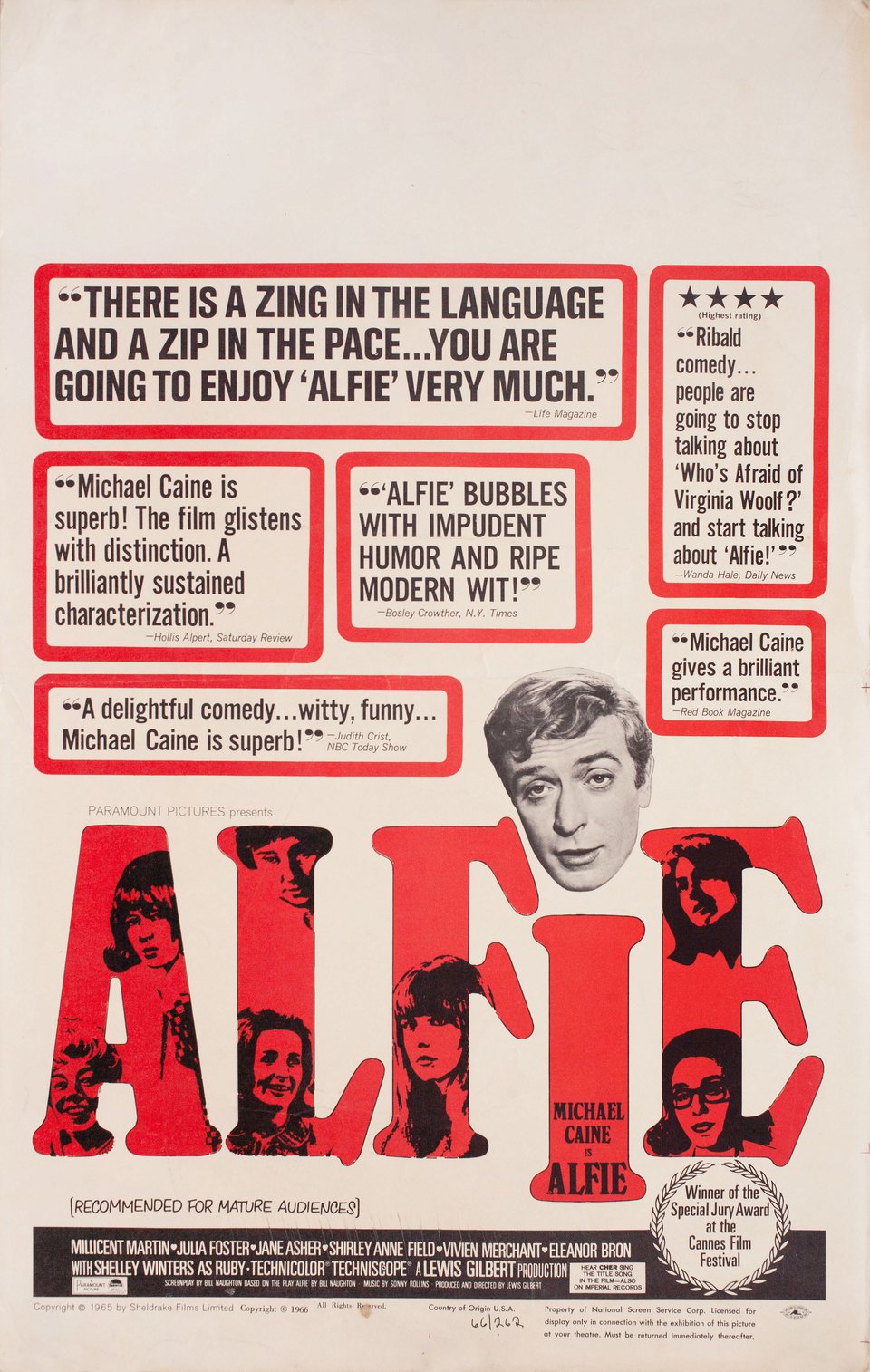 Alfie 1966 U.S. Window Card Poster