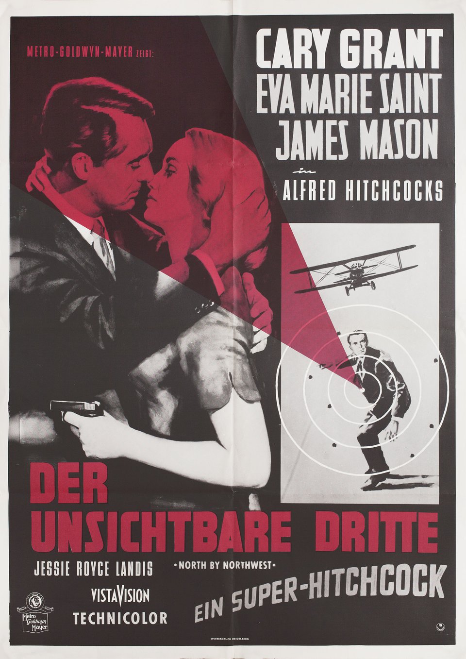 North by Northwest Original R1966 German A1 Movie Poster