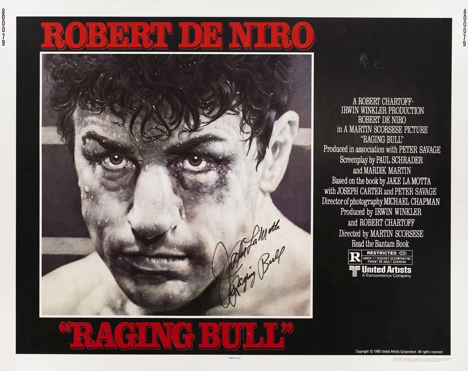 Raging Bull Original 1980 U.S. Half Sheet Movie Poster Signed by Jake LaMotta