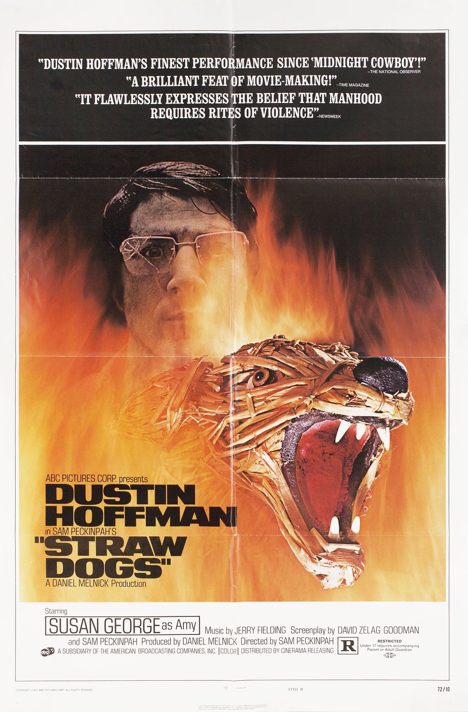 Straw Dogs Original 1972 U.S. One Sheet Movie Poster