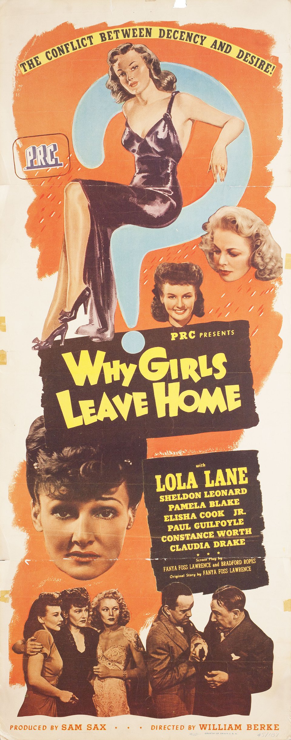 Why Girls Leave Home Original 1945 U.S. Insert Movie Poster