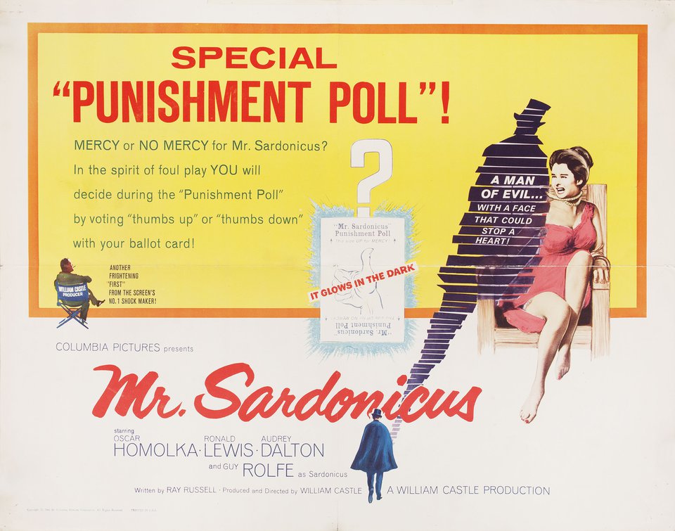 Mr. Sardonicus Original 1961 U.S. Half Sheet Movie Poster
